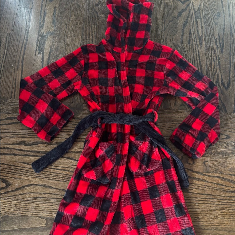 Cuddl Duds Kids Checkered Pajama Robe - Red and Black - Picture 5 of 6